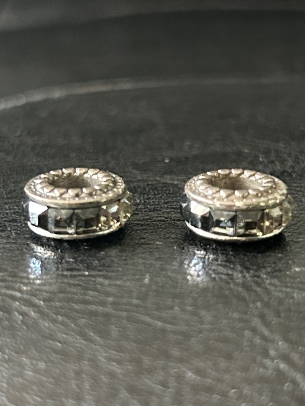 Brighton Spectrum Silver Tone Sparkling Rondelle Spacers Pair